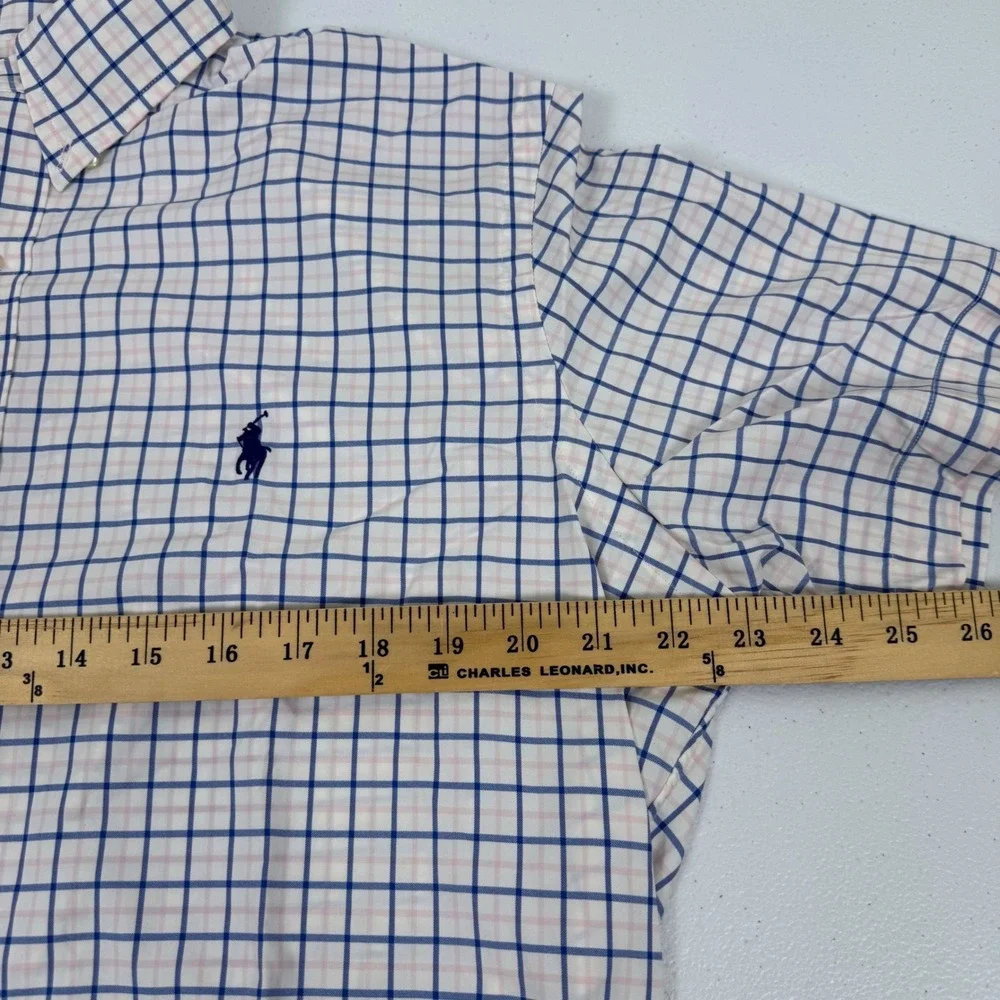 Polo Ralph Lauren Mens Large Classic Fit Performance‎ Shirt Short Sleeve Check